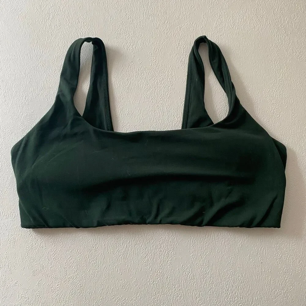 OFFLINE by Aerie Real Me Xtra Sports Bra L Dark Green Scoop Neck Yoga